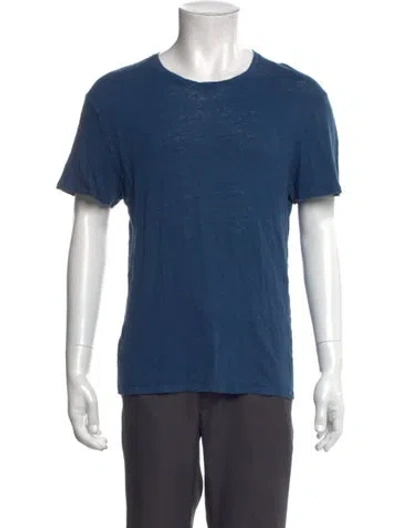 Pre-owned Sandro Crew Neck Short Sleeve T-shirt In Blue