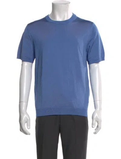 Pre-owned Sandro Crew Neck Short Sleeve T-shirt In Blue