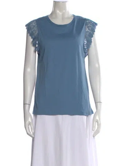 Pre-owned Sandro Crew Neck Short Sleeve T-shirt In Blue