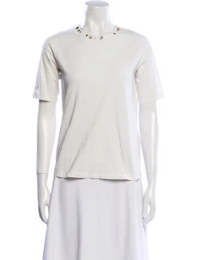 Pre-owned Sandro Crew Neck Short Sleeve T-shirt In White