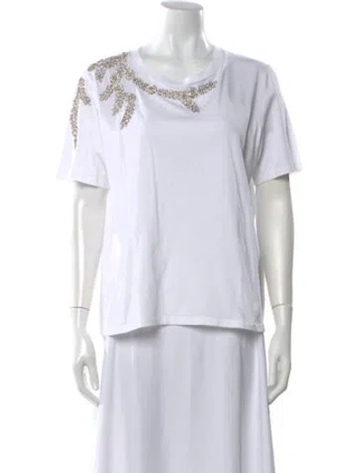 Pre-owned Sandro Crew Neck Short Sleeve T-shirt In White