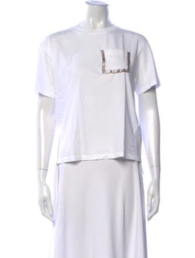 Pre-owned Sandro Crew Neck Short Sleeve T-shirt In White