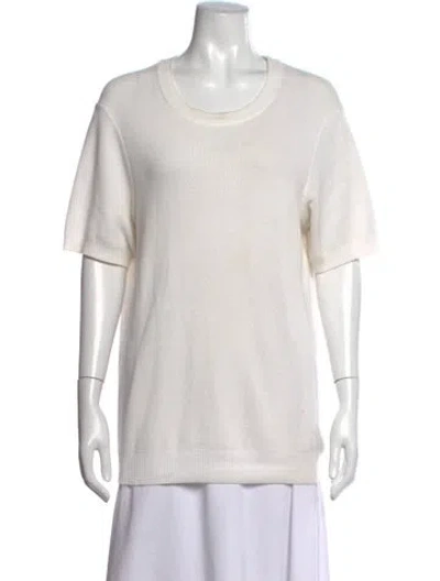Pre-owned Sandro Crew Neck Short Sleeve T-shirt In White