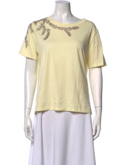 Pre-owned Sandro Crew Neck Short Sleeve T-shirt In Yellow