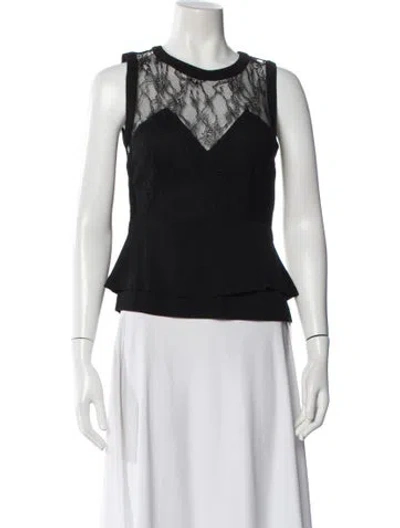 Pre-owned Sandro Crew Neck Sleeveless Blouse In Black