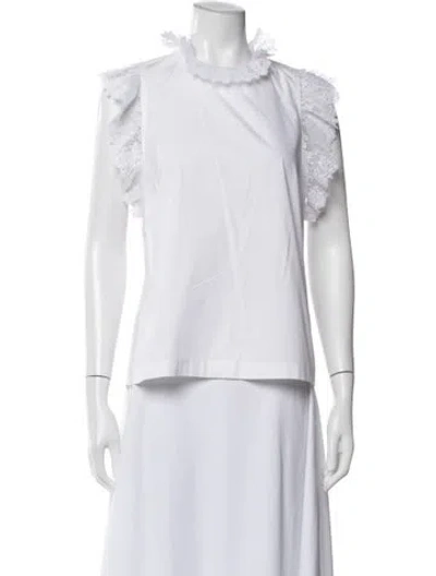 Pre-owned Sandro Crew Neck Sleeveless Blouse In White