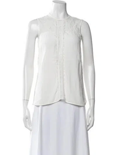 Pre-owned Sandro Crew Neck Sleeveless Blouse In White