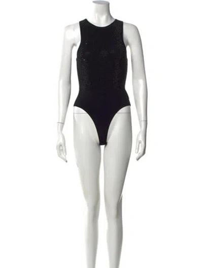 Pre-owned Sandro Crew Neck Sleeveless Bodysuit In Black