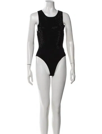 Pre-owned Sandro Crew Neck Sleeveless Bodysuit In Black