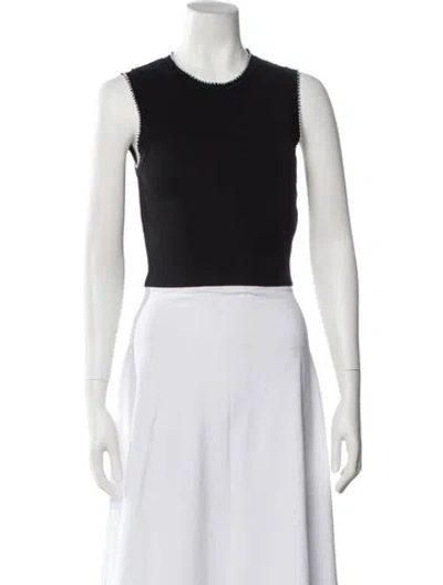 Pre-owned Sandro Crew Neck Sleeveless Crop Top In Black