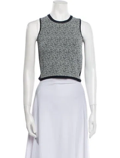 Pre-owned Sandro Crew Neck Sleeveless Crop Top In Blue