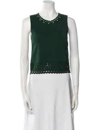 Pre-owned Sandro Crew Neck Sleeveless Crop Top In Green