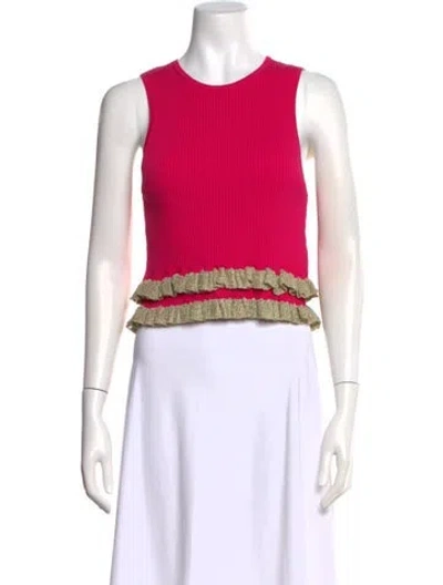 Pre-owned Sandro Crew Neck Sleeveless Crop Top W/ Tags In Pink
