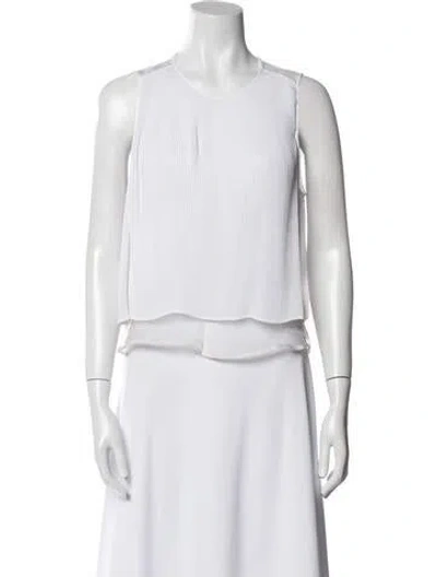 Pre-owned Sandro Crew Neck Sleeveless Crop Top In White
