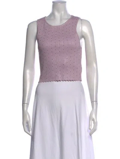 Pre-owned Sandro Crew Neck Sleeveless Crop Top In White