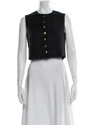 Pre-owned Sandro Crew Neck Sleeveless Top In Black