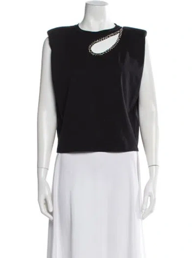 Pre-owned Sandro Crew Neck Sleeveless Top In Black