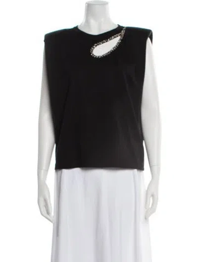 Pre-owned Sandro Crew Neck Sleeveless Top In Black