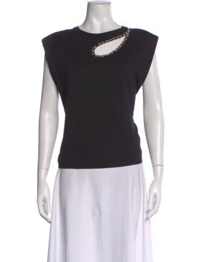 Pre-owned Sandro Crew Neck Sleeveless Top In Black