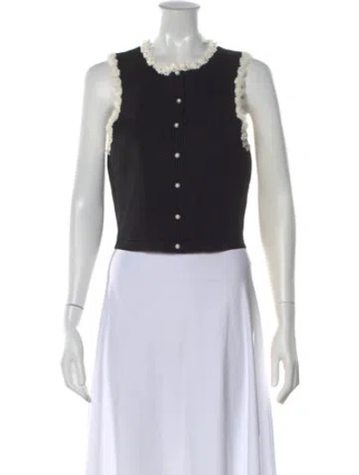Pre-owned Sandro Crew Neck Sleeveless Top In Black
