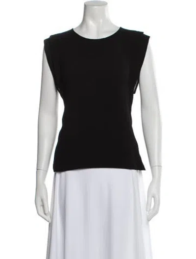 Pre-owned Sandro Crew Neck Sleeveless Top In Black