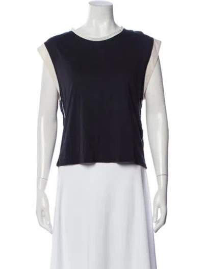 Pre-owned Sandro Crew Neck Sleeveless Top In Blue