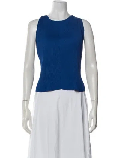 Pre-owned Sandro Crew Neck Sleeveless Top In Blue