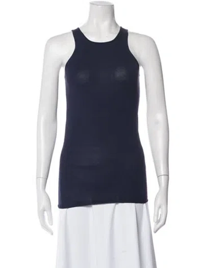 Pre-owned Sandro Crew Neck Sleeveless Top In Blue