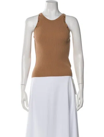 Pre-owned Sandro Crew Neck Sleeveless Top In Brown