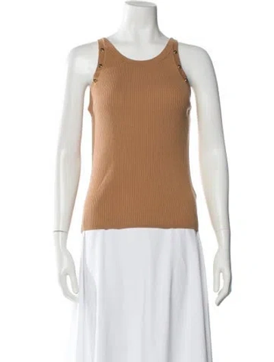 Pre-owned Sandro Crew Neck Sleeveless Top In Brown