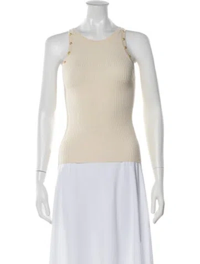 Pre-owned Sandro Crew Neck Sleeveless Top In Gold