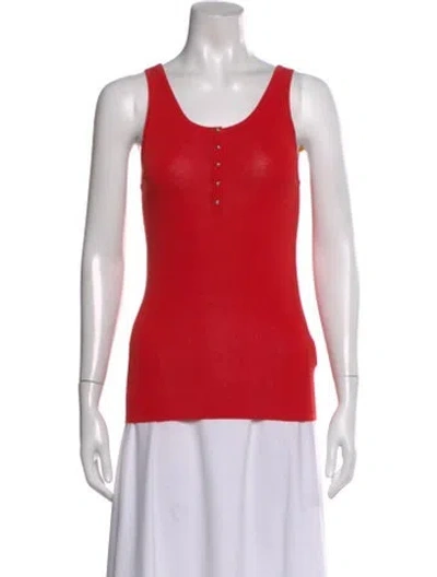 Pre-owned Sandro Crew Neck Sleeveless Top In Red
