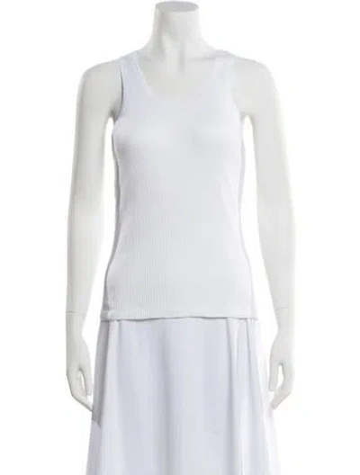 Pre-owned Sandro Crew Neck Sleeveless Top In White