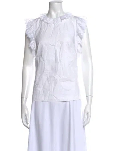 Pre-owned Sandro Crew Neck Sleeveless Top In White