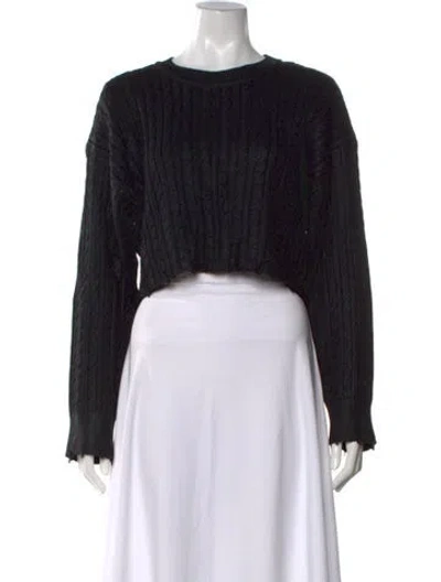 Pre-owned Sandro Crew Neck Sweater In Black