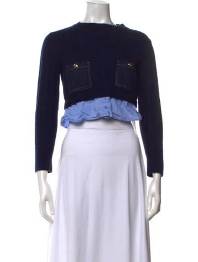 Pre-owned Sandro Crew Neck Sweater In Blue