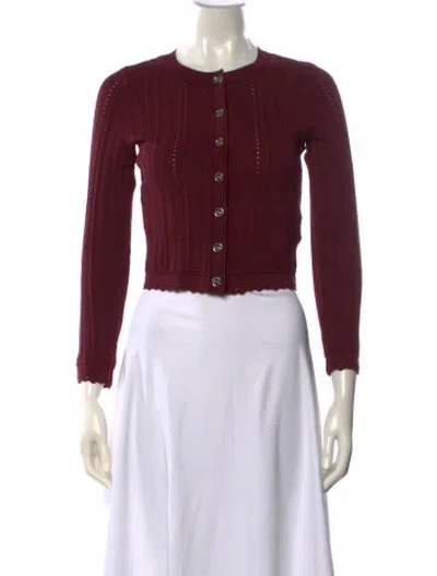 Pre-owned Sandro Crew Neck Sweater In Burgundy