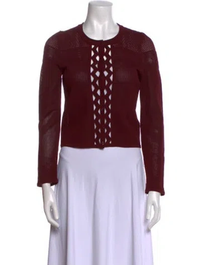 Pre-owned Sandro Crew Neck Sweater In Burgundy