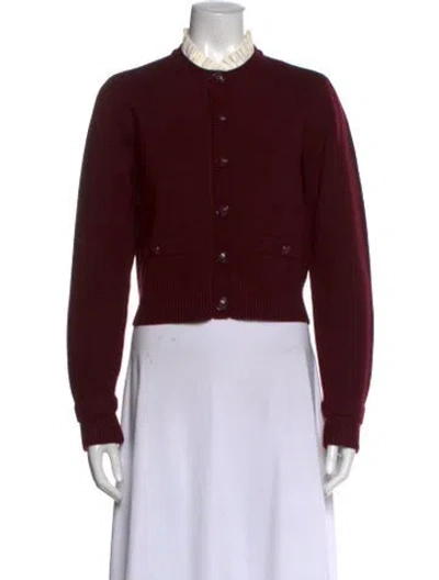 Pre-owned Sandro Crew Neck Sweater In Burgundy