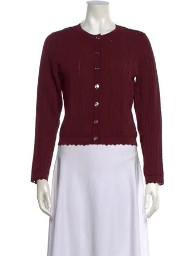 Pre-owned Sandro Crew Neck Sweater In Burgundy