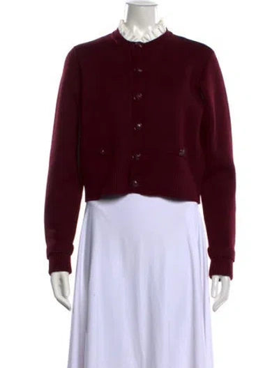Pre-owned Sandro Crew Neck Sweater In Burgundy