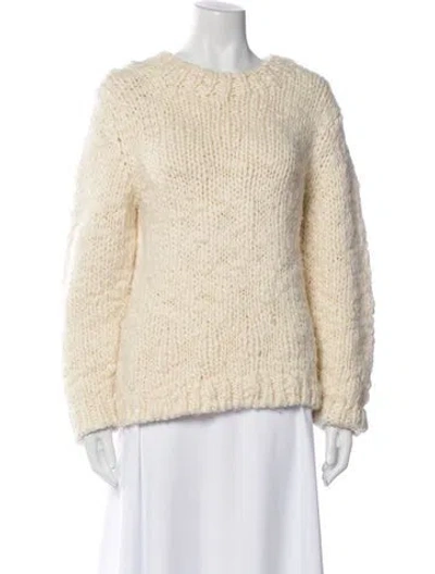 Pre-owned Sandro Crew Neck Sweater In White