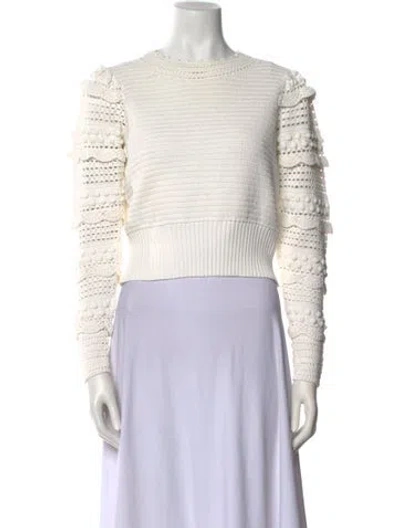 Pre-owned Sandro Crew Neck Sweater In White