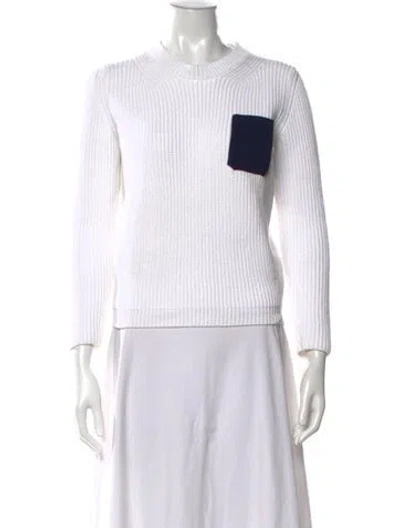 Pre-owned Sandro Crew Neck Sweater In White