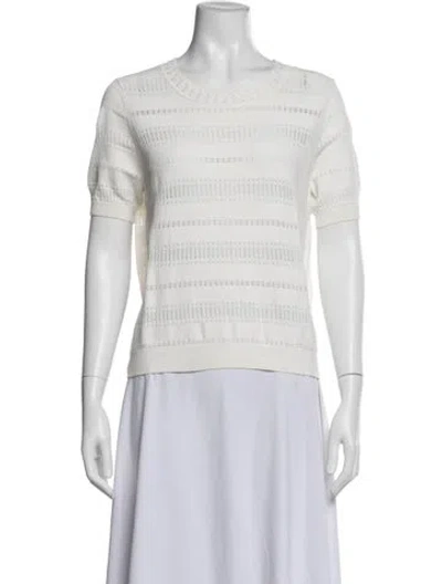 Pre-owned Sandro Crew Neck Sweater In White