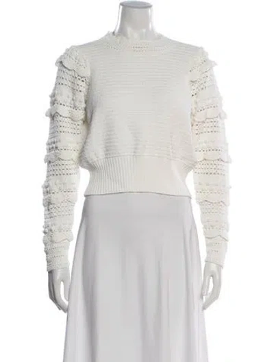 Pre-owned Sandro Crew Neck Sweater In White