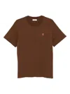 Sandro Mens Ginger Bread Logo-patch Crewneck Cotton T-shirt In Brown