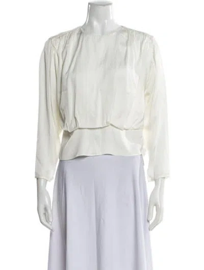 Pre-owned Sandro Crew Neck Three-quarter Sleeve Blouse In Neutral