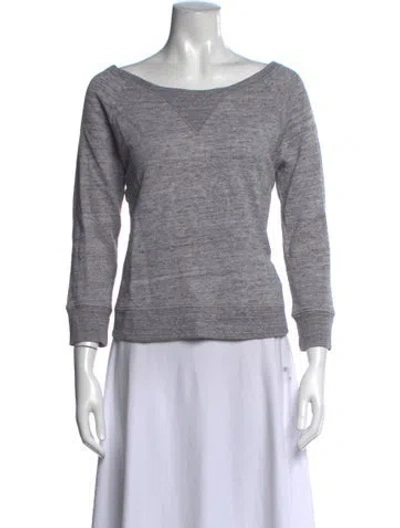 Pre-owned Sandro Crew Neck Three-quarter Sleeve Sweatshirt In Grey