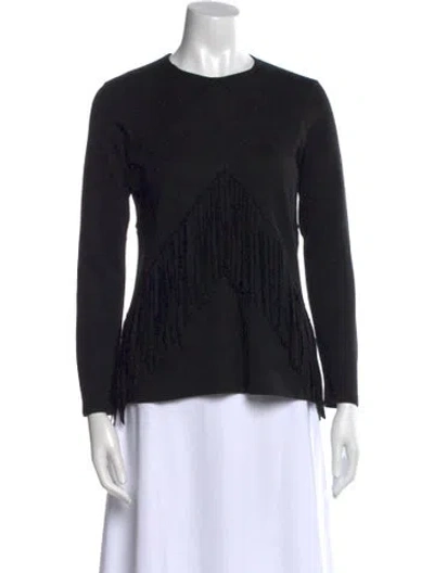 Pre-owned Sandro Crew Neck Three-quarter Sleeve Top In Black